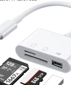 Adaptateur carte sd, adaptateur USB-C vers TF CF SD, lecteur de carte, vue de trois quarts