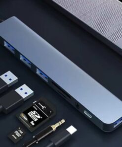 Adaptateur carte sd, hUB USB + Type C 8 en 2 avec adaptateur jack audio, detail