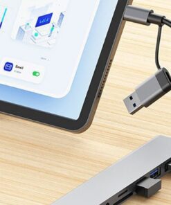 Adaptateur carte sd, hUB USB + Type C 8 en 2 avec adaptateur jack audio, vue arriere
