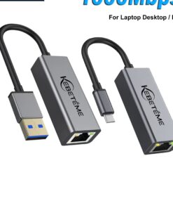 Adaptateur Ethernet USB 3.0 vers RJ45 Gigabit, vue de trois quarts