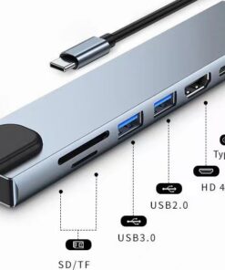 Adaptateur ethernet usb, hub USB C 8 en 1 Type C 3.1 vers USB 2.0, vue de face