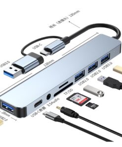 Adaptateur ethernet usb, hub USB C vers Thunderbolt 3, adaptateur 8-en-1, vue de face