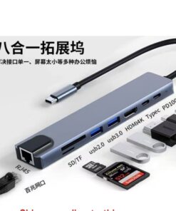 Adaptateur ethernet usb, hub USB C vers Thunderbolt 3, adaptateur 8-en-1, detail