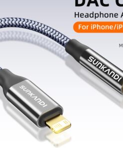 Lightning to 3.5 mm Jack Adapter with DAC Chip, Braided Cable