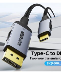 Adaptateur usb c displayport, câble USB C vers DisplayPort 2.1 8K@60Hz, vue arriere