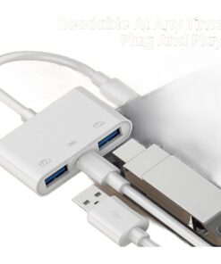 Adaptateur apple, adaptateur Lightning vers USB pour cle et clavier, vue de trois quarts