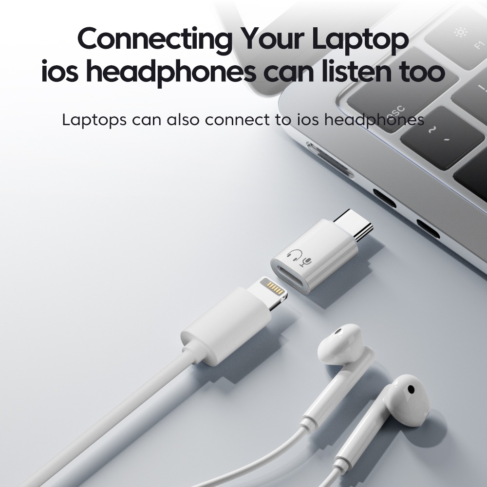 Adaptateur apple, adaptateur Type C vers Lightning audio, deux teintes Adaptateur apple, adaptateur Type C vers Lightning audio, deux teintes, vue de face