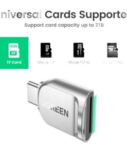 Adaptateur carte micro SD vers USB-C, lecteur OTG USB 3.0, vue de trois quarts