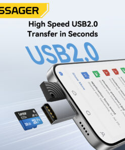 Adaptateur carte SD 2 en 1 mini en USB-C et USB 2.0, vue de face