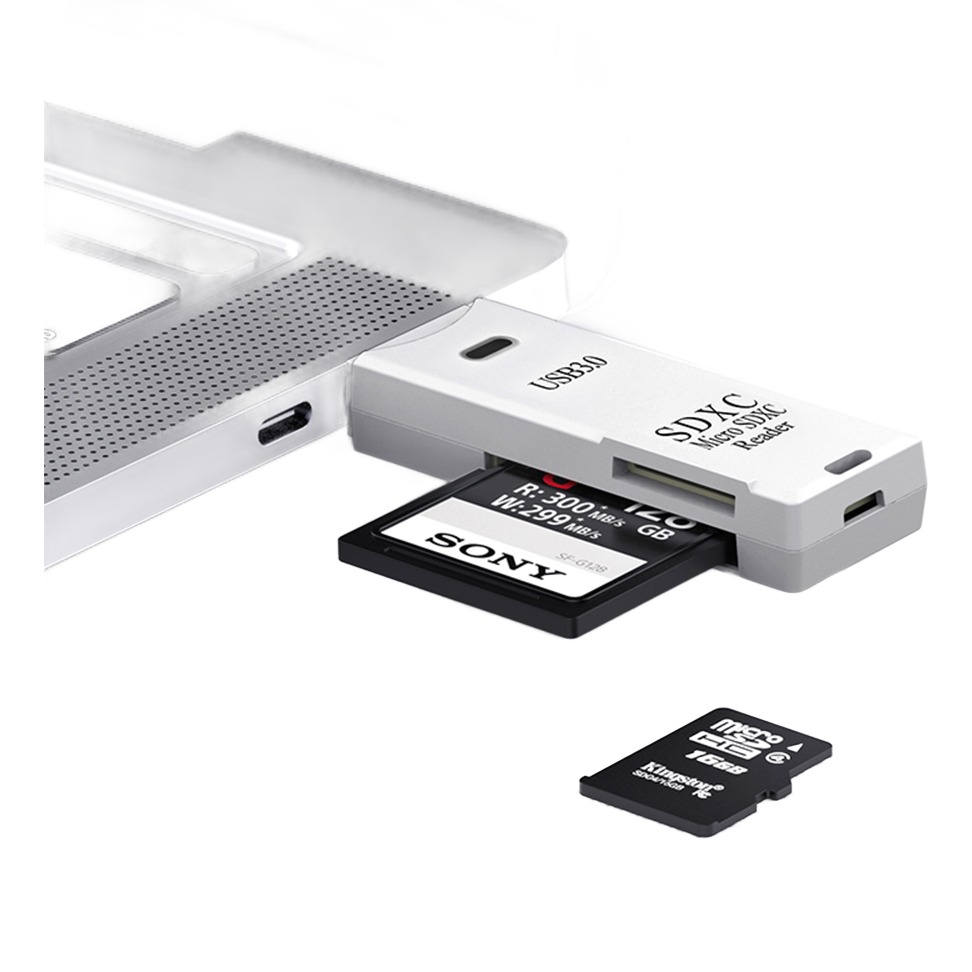 Adaptateur carte SD 2 en 1 pour SD et micro SD, noir ou blanc Adaptateur carte SD 2 en 1 pour SD et micro SD, noir ou blanc, vue principale