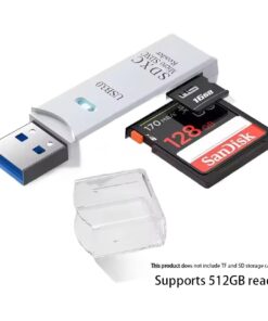 Adaptateur carte SD 2 en 1 pour SD et micro SD, noir ou blanc, vue de face