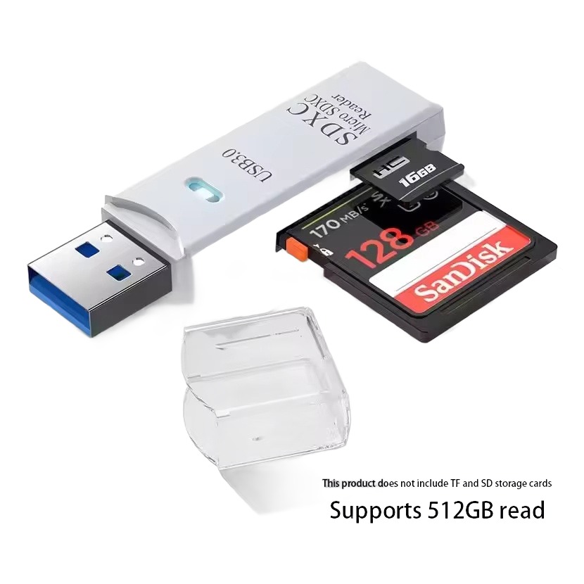 Adaptateur carte SD 2 en 1 pour SD et micro SD, noir ou blanc Adaptateur carte SD 2 en 1 pour SD et micro SD, noir ou blanc, vue de face