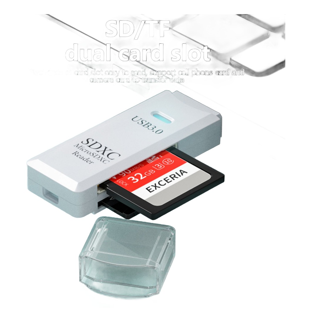 Adaptateur carte SD 2 en 1 pour SD et micro SD, noir ou blanc Adaptateur carte SD 2 en 1 pour SD et micro SD, noir ou blanc, detail