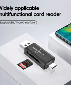 Adaptateur carte SD 2 en 1 USB-C et USB 2.0, vue de trois quarts