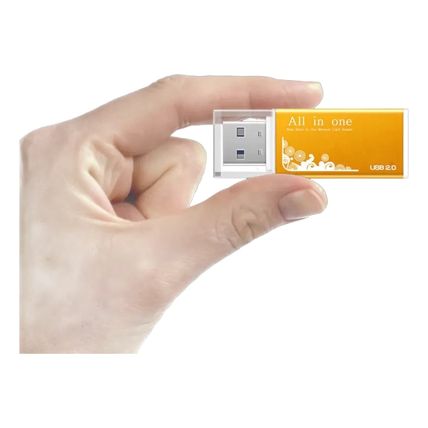 Adaptateur carte SD 4 en 1 en USB, pour SD, SDHC, micro SD et MMC Adaptateur carte SD 4 en 1 en USB, pour SD, SDHC, micro SD et MMC, vue de face