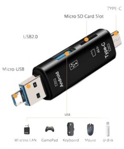 Adaptateur carte SD 5 en 1 : USB-A, USB-C, micro USB, SD et TF, vue principale