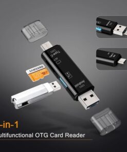 Adaptateur carte SD 5 en 1 : USB-A, USB-C, micro USB, SD et TF, detail