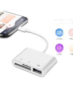 Adaptateur carte SD 6 en 1 pour USB-C et micro USB, vue de trois quarts