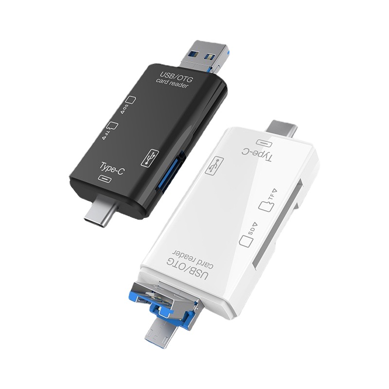 Adaptateur carte SD 6 en 1 : USB-A, USB-C et Micro USB, SD et TF Adaptateur carte SD 6 en 1 : USB-A, USB-C et Micro USB, SD et TF, vue principale