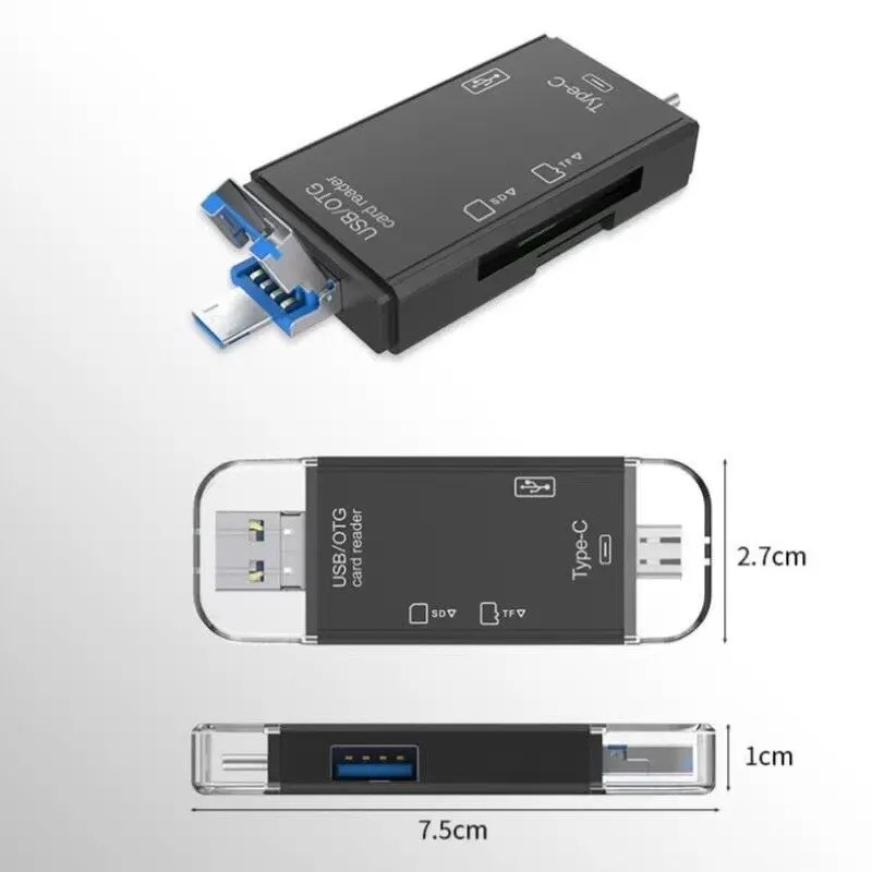 Adaptateur carte SD 6 en 1 : USB-A, USB-C et Micro USB, SD et TF Adaptateur carte SD 6 en 1 : USB-A, USB-C et Micro USB, SD et TF, detail