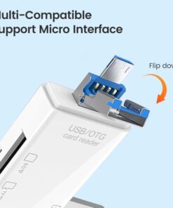 Adaptateur carte SD 6 en 1 : USB-A, USB-C et Micro USB, SD et TF, vue arriere