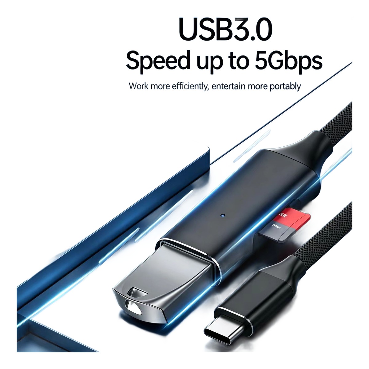 Adaptateur carte sd, adaptateur OTG USB-C vers USB-A femelle pour clé Adaptateur carte sd, adaptateur OTG USB-C vers USB-A femelle pour clé, vue de face