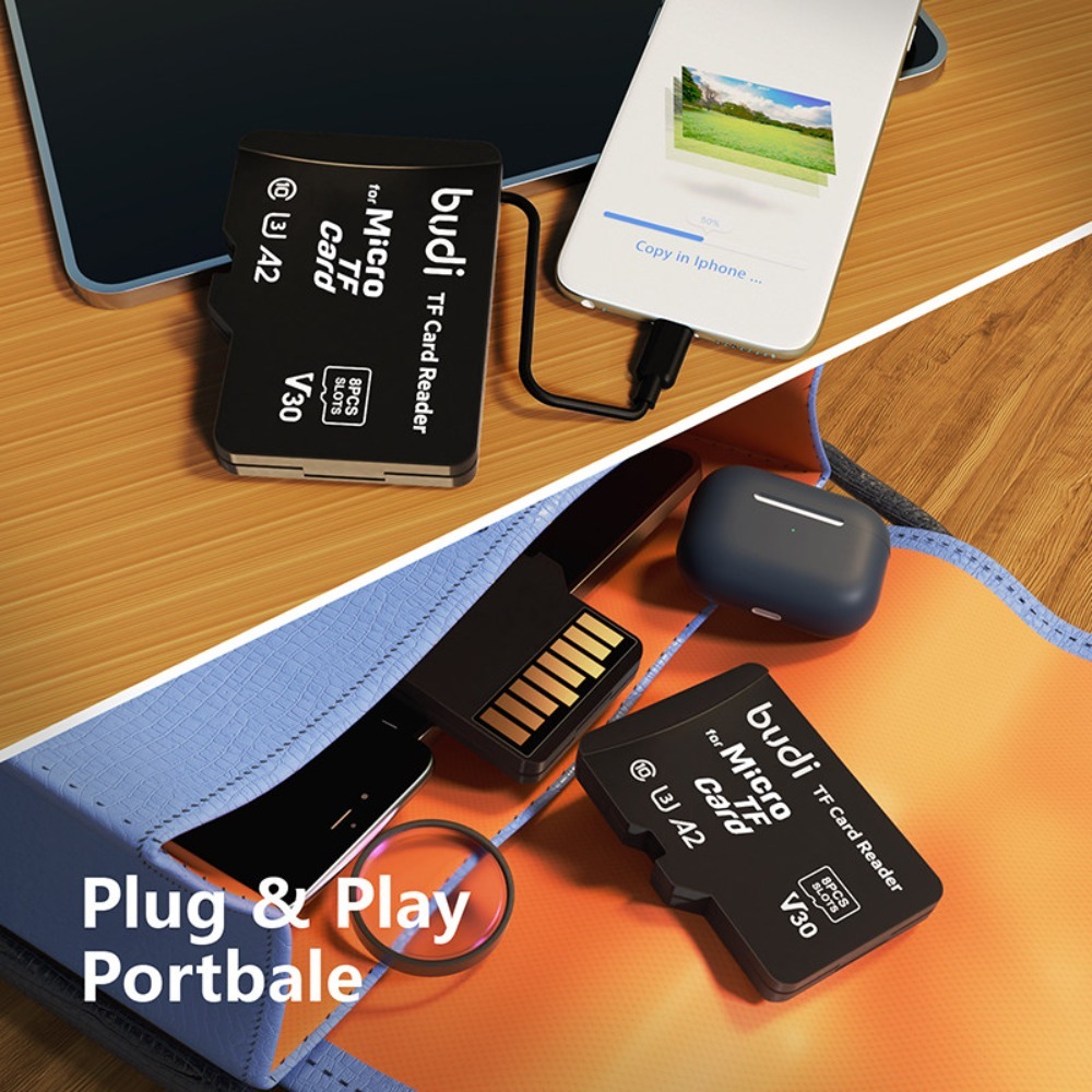 Adaptateur carte SD avec étui pour huit cartes Adaptateur carte SD avec étui pour huit cartes, vue arriere