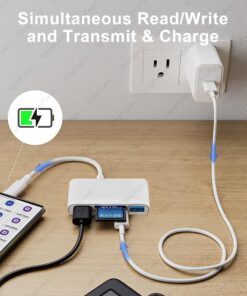 Adaptateur carte SD avec trois ports USB, trois versions, vue de trois quarts