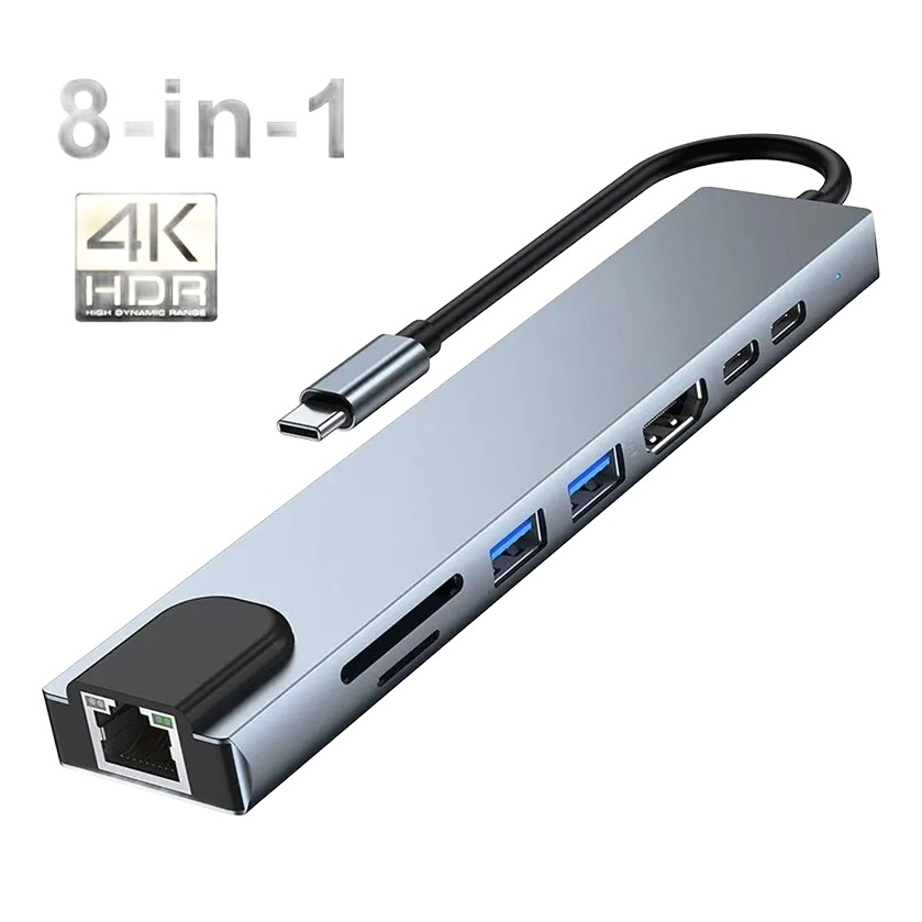 Adaptateur carte SD dans un hub USB-C 8 en 1, sortie 4K Adaptateur carte SD dans un hub USB-C 8 en 1, sortie 4K, vue principale
