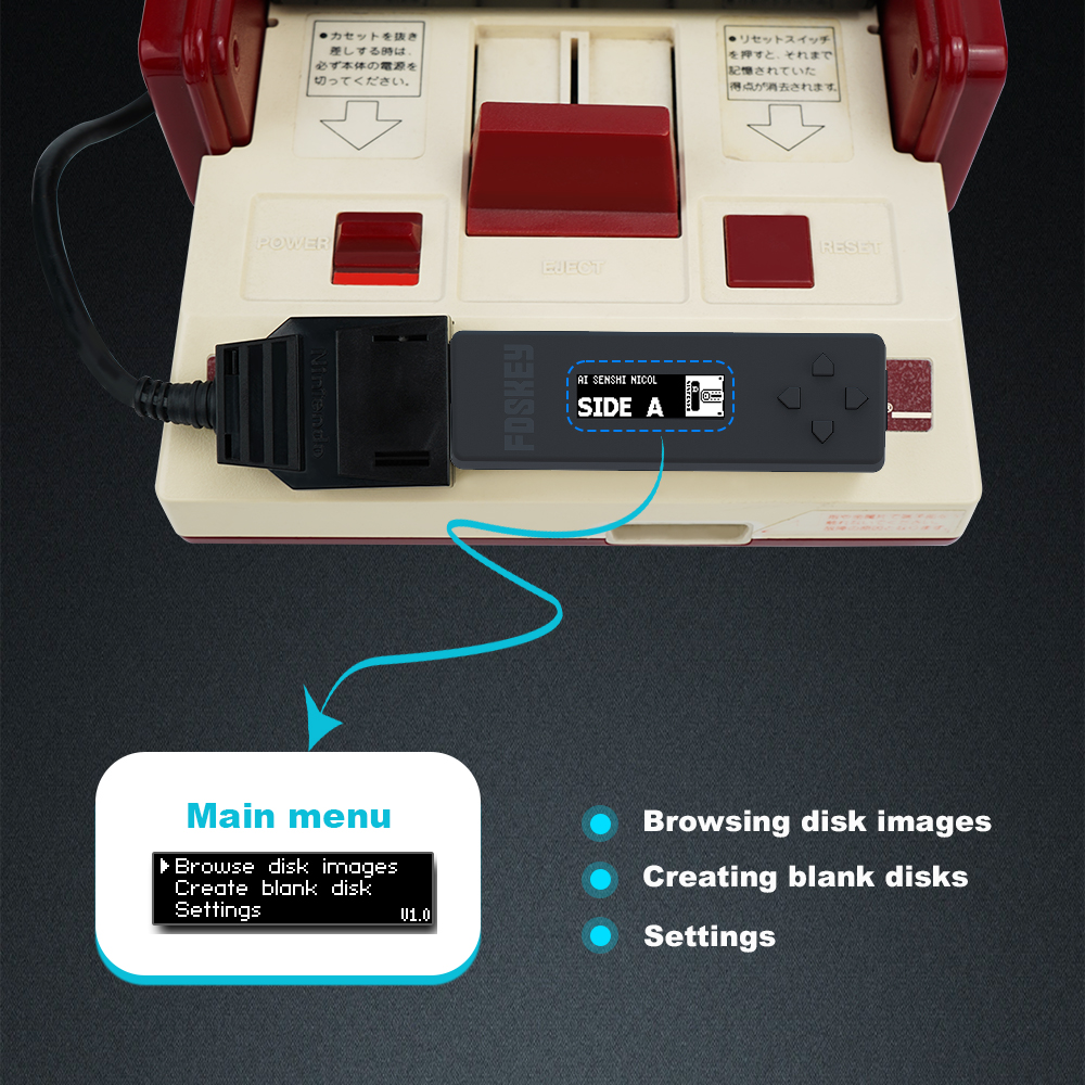 Adaptateur carte SD émulateur de lecteur pour console familiale Adaptateur carte SD émulateur de lecteur pour console familiale, vue de face