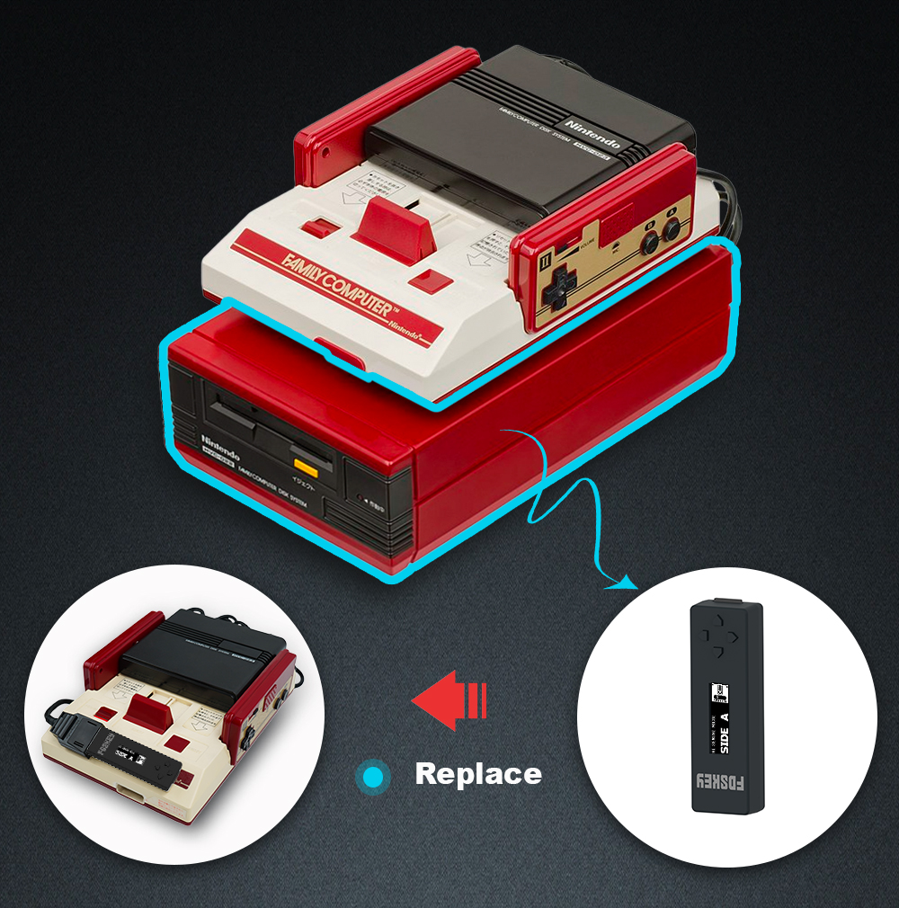 Adaptateur carte SD émulateur de lecteur pour console familiale Adaptateur carte SD émulateur de lecteur pour console familiale, vue arriere