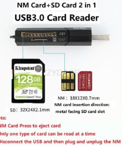 Adaptateur carte SD et carte nano mémoire, deux, vue de trois quarts
