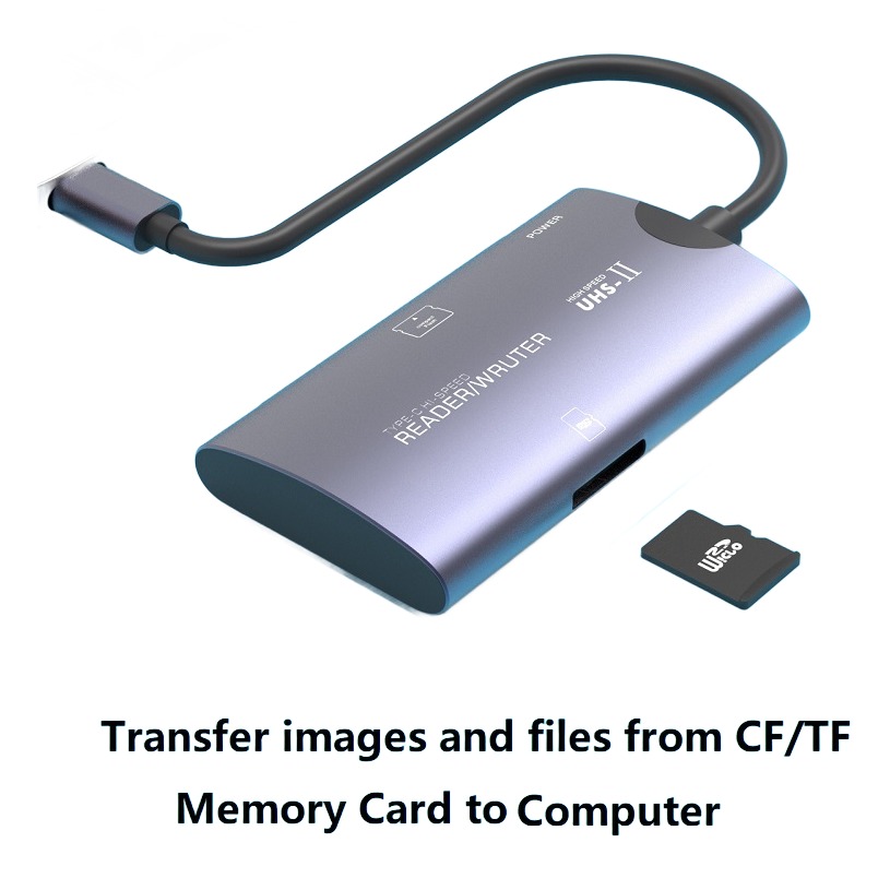 Adaptateur carte SD et CF 2 en 1, connecteur USB ou USB-C Adaptateur carte SD et CF 2 en 1, connecteur USB ou USB-C, vue principale