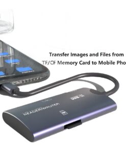 Adaptateur carte SD et CF 2 en 1, connecteur USB ou USB-C, vue de trois quarts