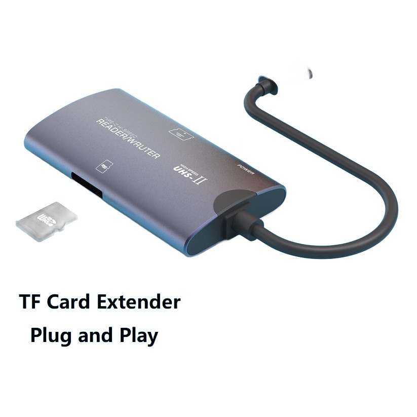 Adaptateur carte SD et CF 2 en 1, connecteur USB ou USB-C Adaptateur carte SD et CF 2 en 1, connecteur USB ou USB-C, vue de face
