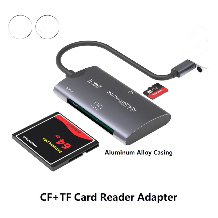 Adaptateur carte SD et CF 2 en 1, connecteur USB ou USB-C Adaptateur carte SD et CF 2 en 1, connecteur USB ou USB-C, detail