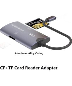 Adaptateur carte SD et CF 2 en 1, connecteur USB ou USB-C, vue arriere