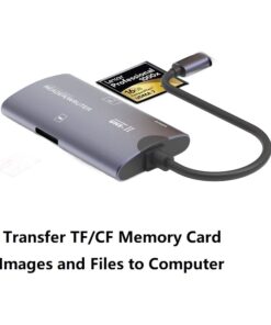 Adaptateur carte SD et CF 2 en 1, connecteur USB ou USB-C, vue de profil