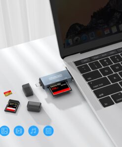 Adaptateur carte SD et CompactFlash OTG, en 3 en 1 ou 6 en 1, vue de trois quarts