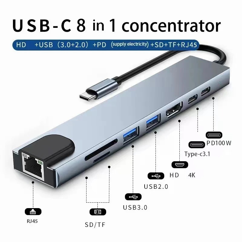 Adaptateur carte SD et hub USB-C, jusqu’à 11 fonctions Adaptateur carte SD et hub USB-C, jusqu'à 11 fonctions, vue de face