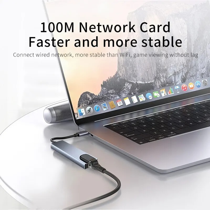 Adaptateur carte SD et hub USB-C, jusqu’à 11 fonctions Adaptateur carte SD et hub USB-C, jusqu'à 11 fonctions, vue arriere