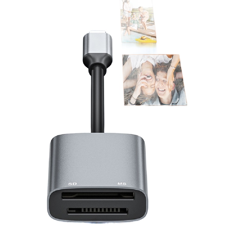 Adaptateur carte SD et Memory Stick, en USB-C ou Lightning Adaptateur carte SD et Memory Stick, en USB-C ou Lightning, vue principale