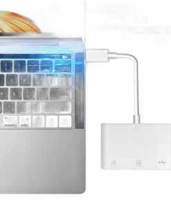 Adaptateur carte SD et micro SD sur port USB-C, vue de face