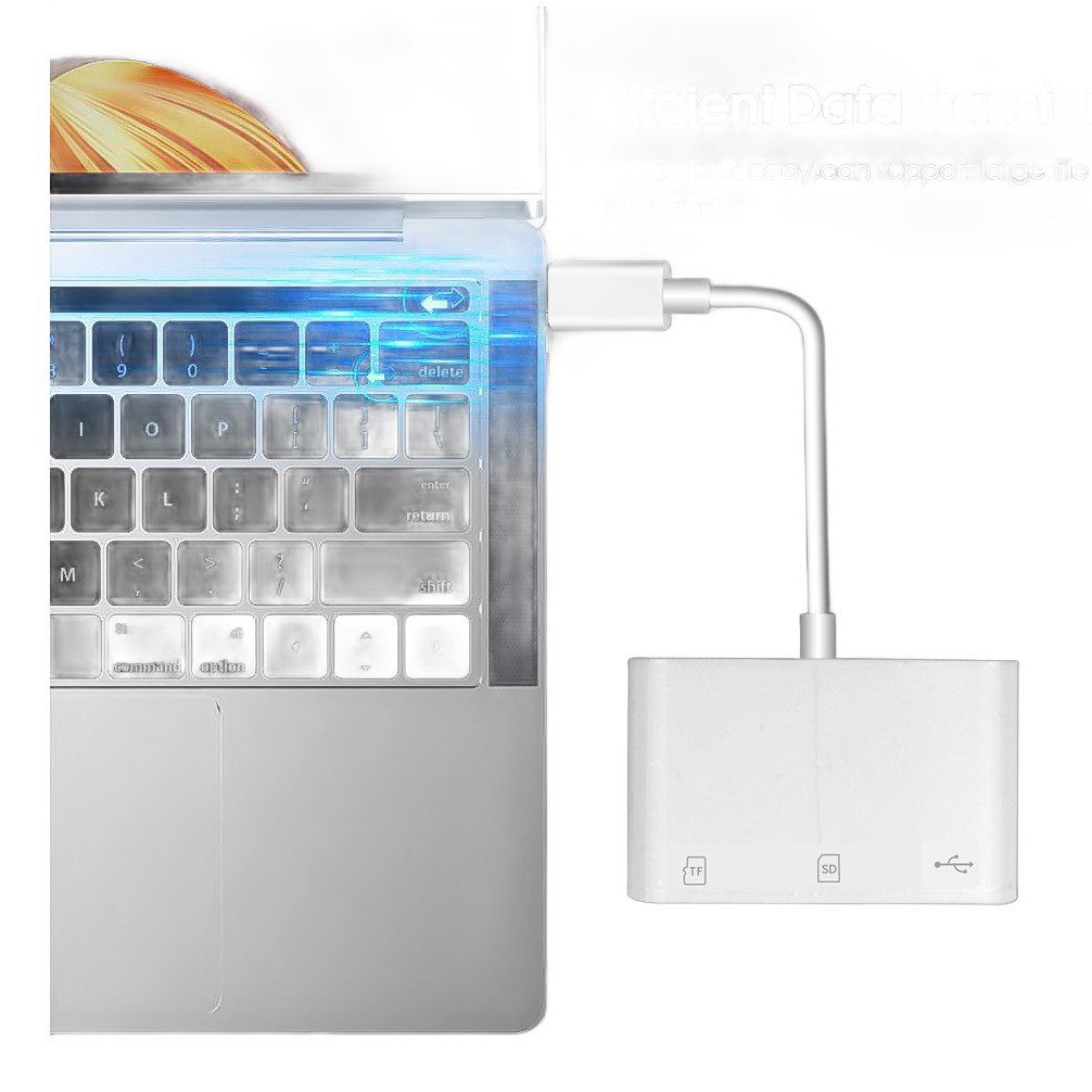 Adaptateur carte SD et micro SD sur port USB-C Adaptateur carte SD et micro SD sur port USB-C, vue de face