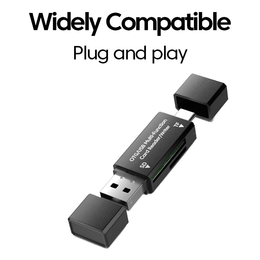 Adaptateur carte SD et microSD, lecteur à double prise USB A et C Adaptateur carte SD et microSD, lecteur à double prise USB A et C, vue principale