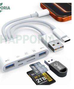 Adaptateur carte sd, lecteur de carte SD 5-en-1 USB-C vers carte SD/TF, vue de face