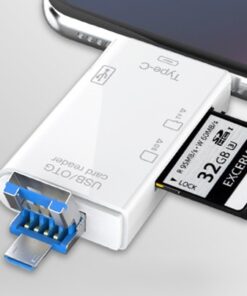 Adaptateur carte sd, lecteur de carte SD OTG multifonction 6 en 1, vue de trois quarts