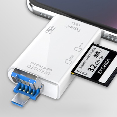Adaptateur carte sd, lecteur de carte SD OTG multifonction 6 en 1 Adaptateur carte sd, lecteur de carte SD OTG multifonction 6 en 1, vue de trois quarts