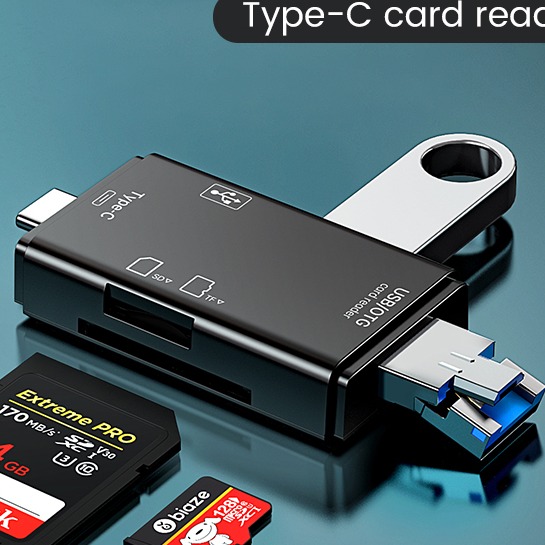 Adaptateur carte sd, lecteur de carte SD OTG multifonction 6 en 1 Adaptateur carte sd, lecteur de carte SD OTG multifonction 6 en 1, vue de face