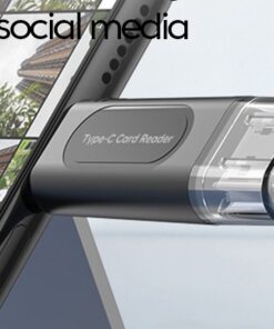 Adaptateur carte sd, lecteur de cartes USB-A vers Type-C 4-en-1, vue de profil